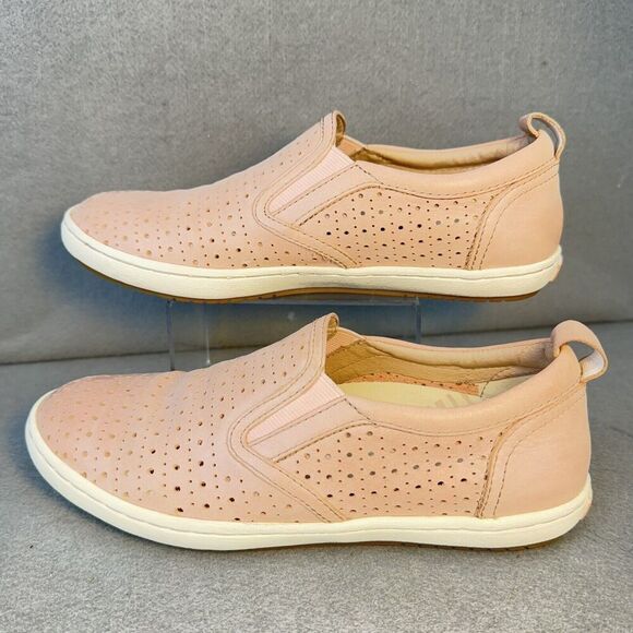 Taos Footwear Leather Sneakers Sz 6 Pink Court Shoe Perforated Slip-On Comfort - Picture 4 of 9